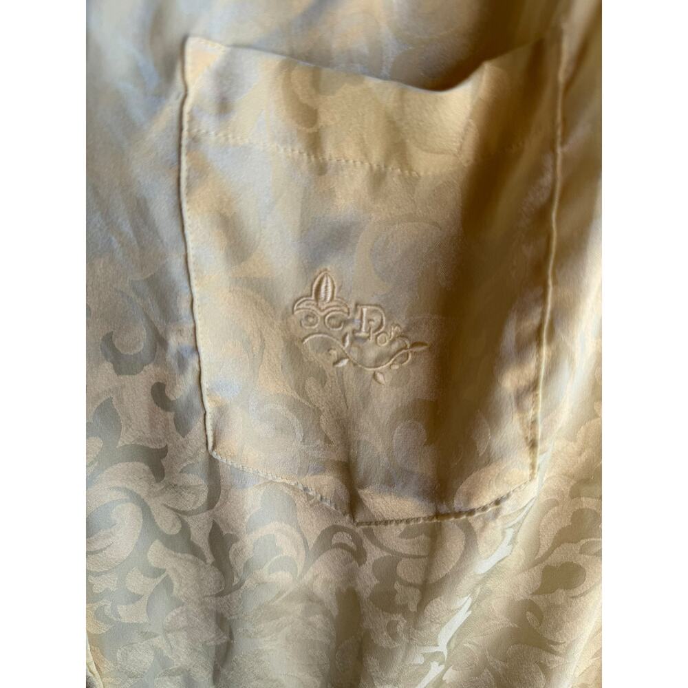 Vintage Christian Dior Lingerie Yellow Jacquard Night Shirt Boyfriend PJ M - Picture 2 of 12